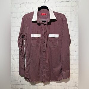 HEYMAN size medium burgundy with white stripes